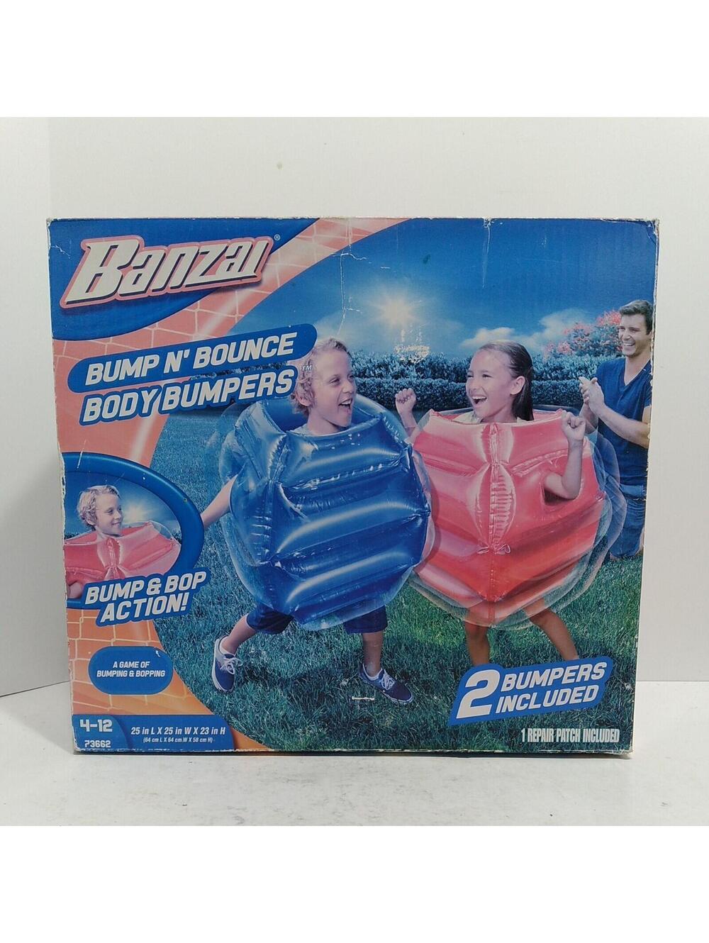 Banzai Bump N' Bounce Inflatable Kids Body Bumpers Set of 2 Red & Blue Faded Box